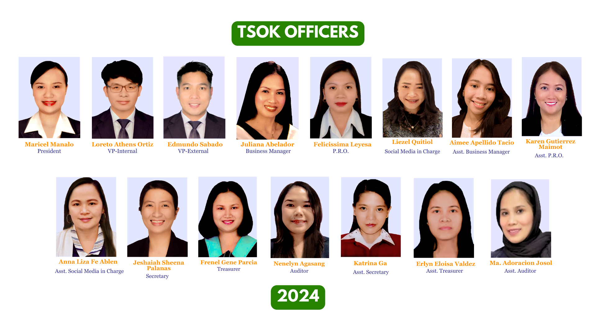 Appointed TSOK Officers for the year 2024.